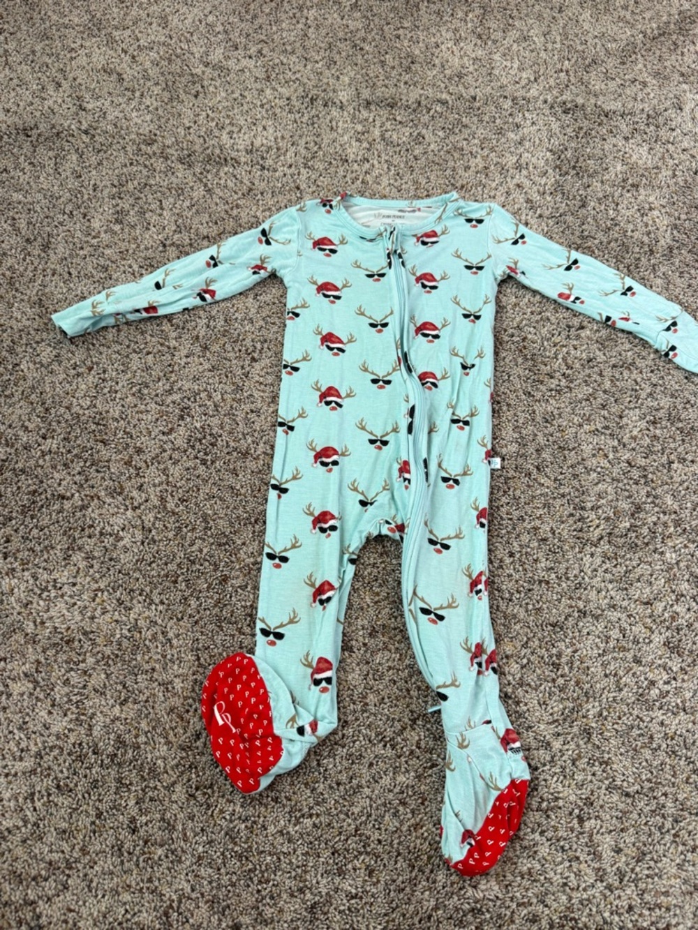 Posh Peanut Christmas Holiday Rudy Footed Onesie - Size 3T